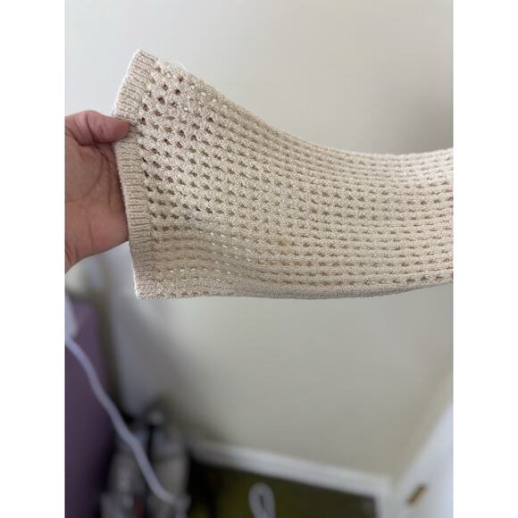 Old Navy Open Stitch Cropped Boucle Sweater Size Large Sheer Boho Fairy Indie - Picture 4 of 7